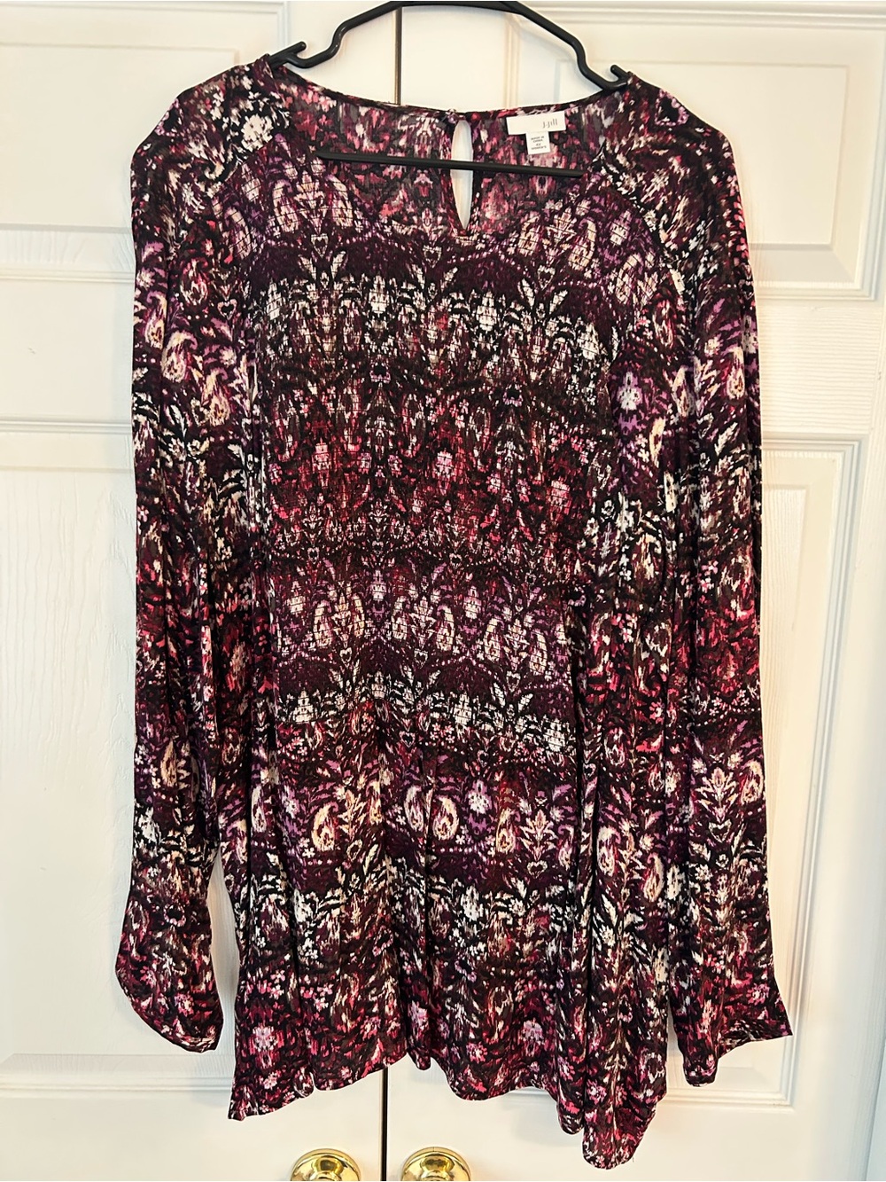 NWOT J.Jill Women’s Purple Flower Print Keyhole Tunic Blouse Shirt Size 4X